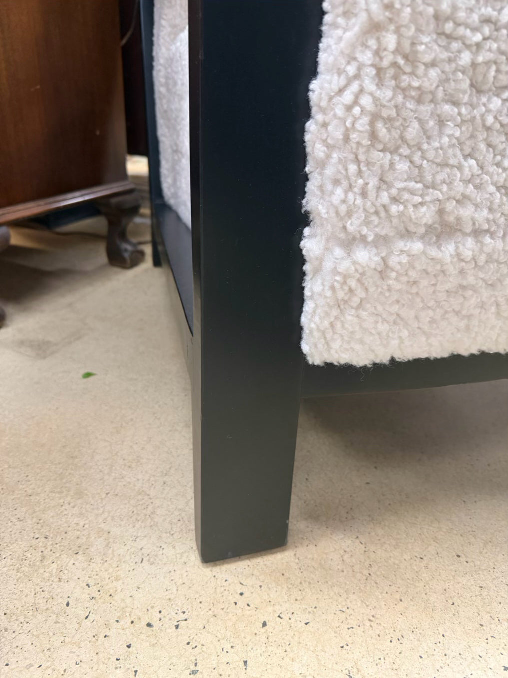 Ivory & Black Wood Faux Fur Chair