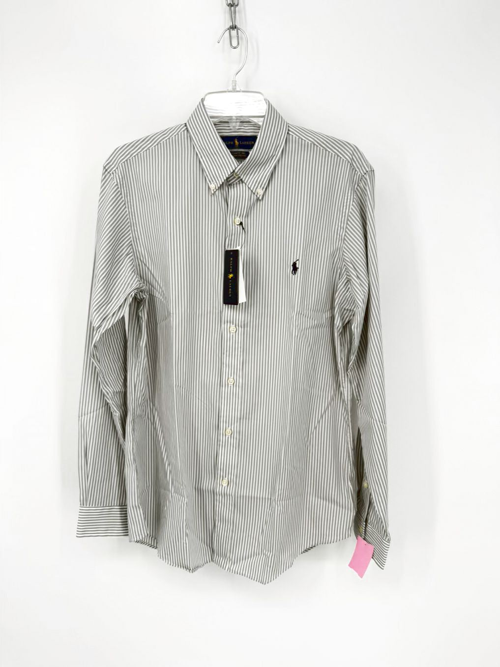 POLO RALPH LAUREN Size M Gray Stripe Long Sleeve Shirt NWT