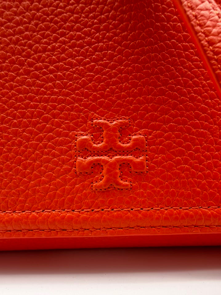 TORY BURCH Thea Flat Wallet Orange Leather Crossbody Bag