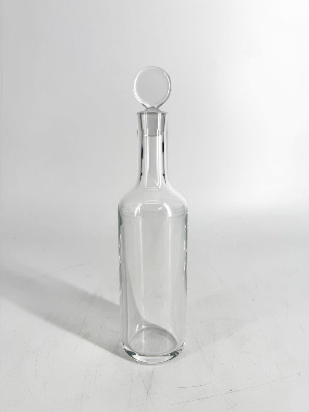 BACCARAT Clear Glass Bottle w/ Circular Stopper