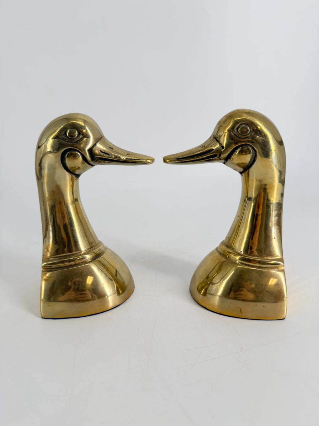 Gold Tone Brass Duck Book Ends