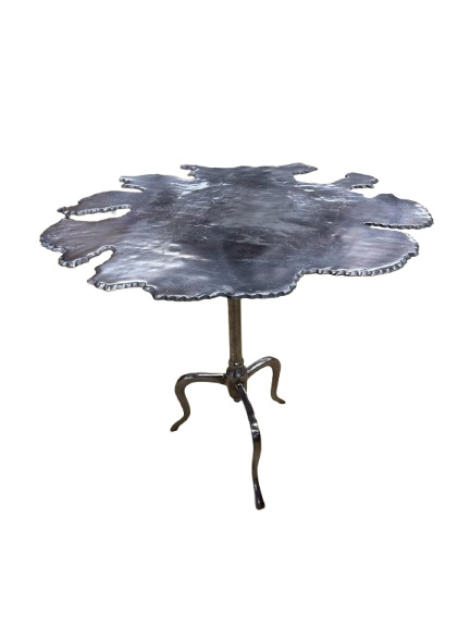 Silver Metal Occasional Table w/ Uneven edge
