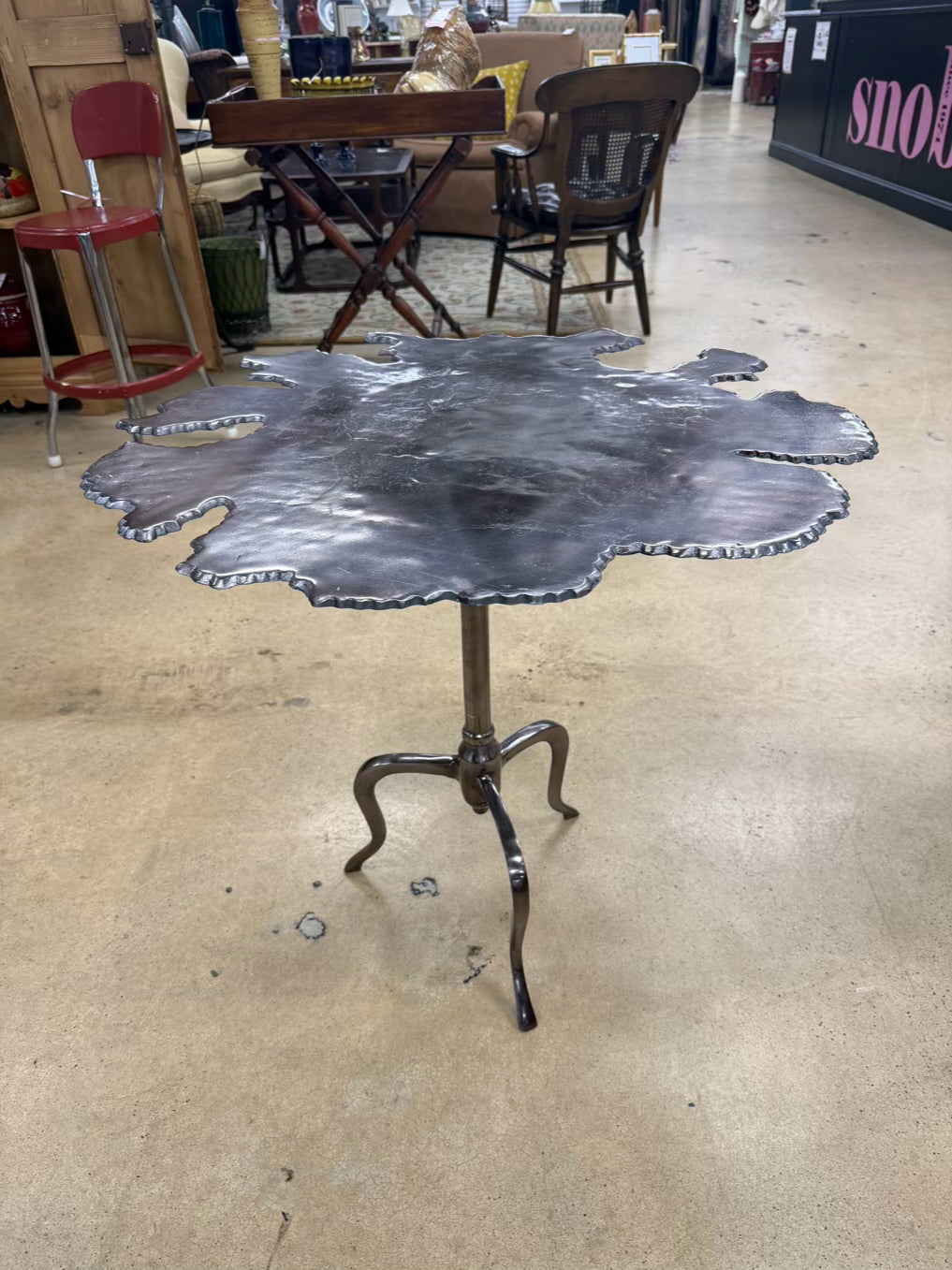Silver Metal Occasional Table w/ Uneven edge
