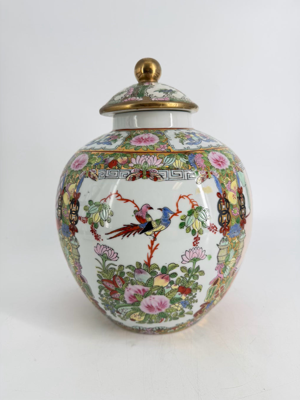Pink, White & Green Porcelain Famille Rose Ginger Jar