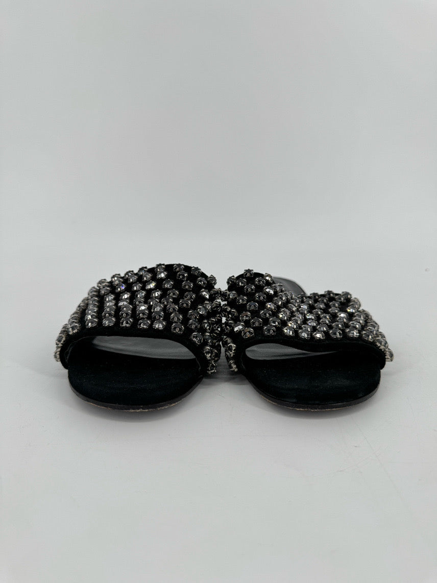 FABIANA FILIPPI Size 37 Black Crystal Detail Sandals