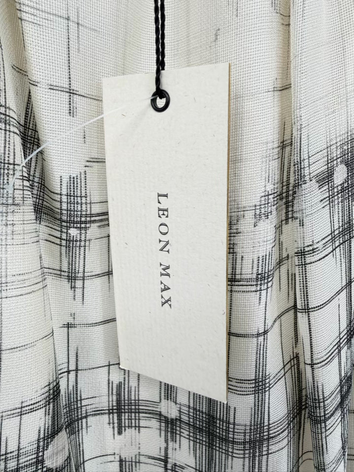 LEON MAX Size M Ivory & Black Silk Dress NWT