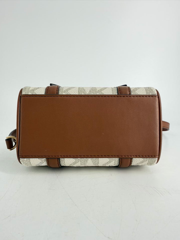 MICHAEL KORS Beige & Brown Mini Monogram Crossbody Bag