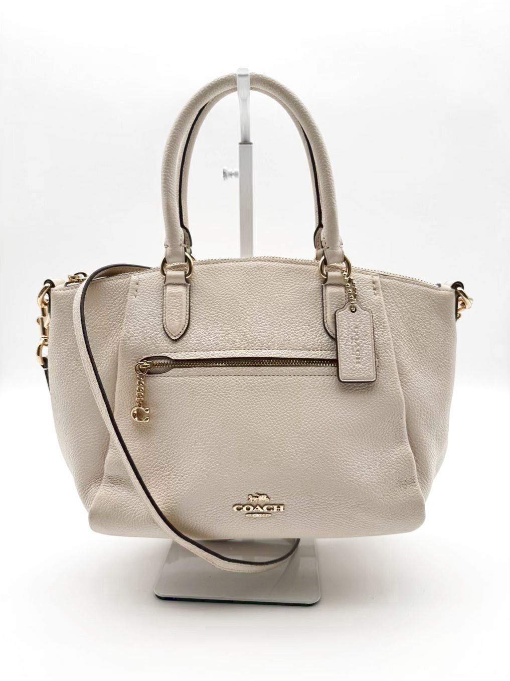 COACH Elise Satchel Cream Leather Purse