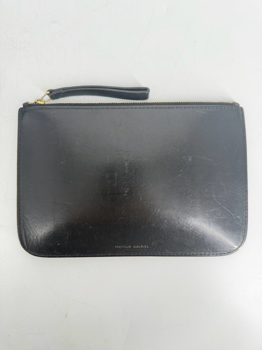 MANSUR GAVRIEL Black Leather Tote Bag w/ Small Zipper Pouch