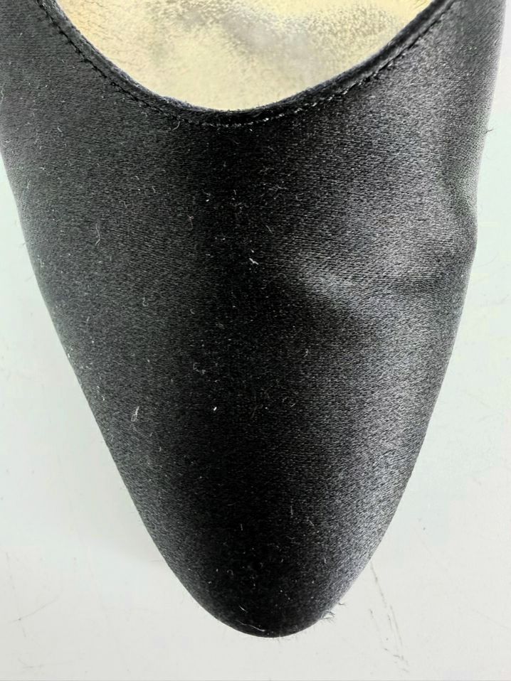 SALVATORE FERRAGAMO Size 7.5 Black Satin Heels