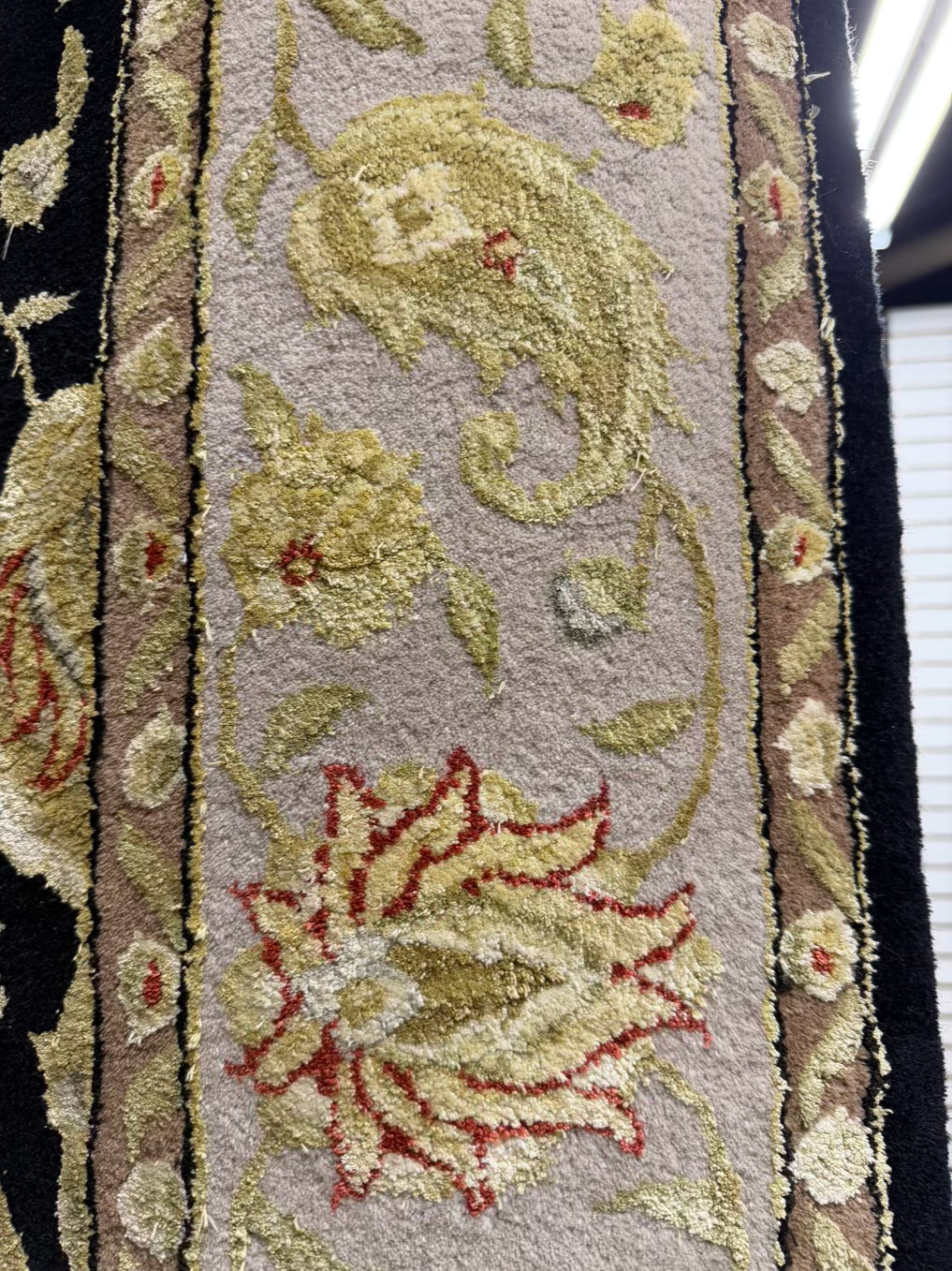 Black, Rust & Cream Floral Area Rug