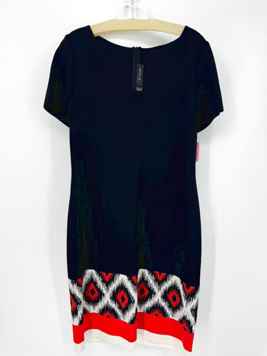 ST JOHN Size 10 Black & Orange Knit Dress