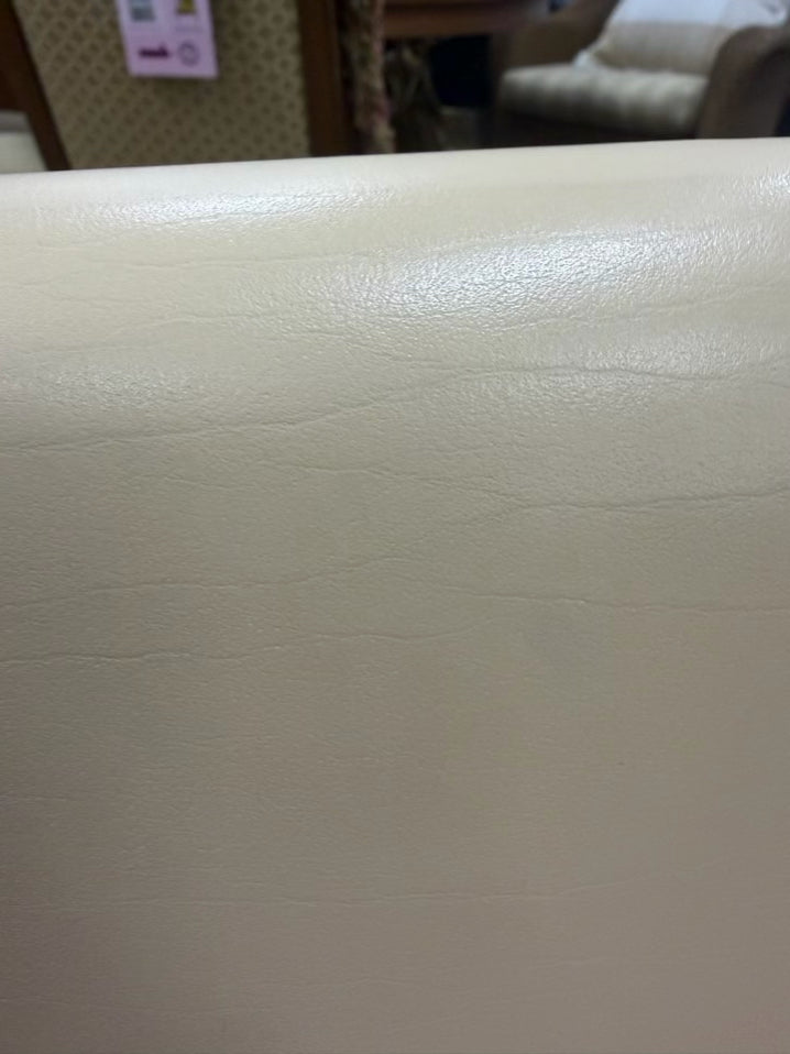 Knoll Style Cream Leather Like Chair w/ Chrome Legs