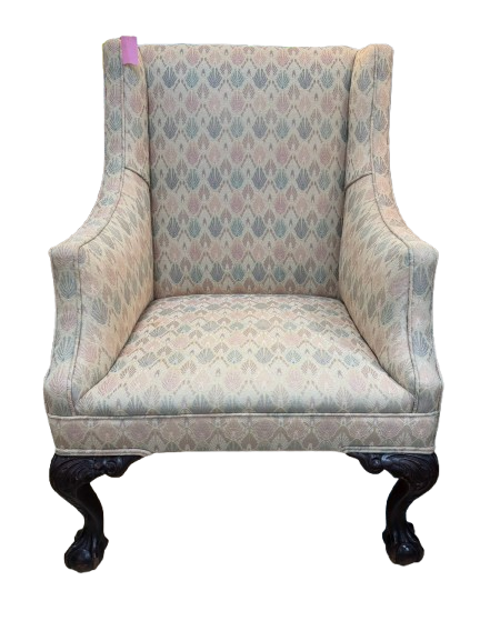 VINTAGE  Cream & Pink Wing Back Chair