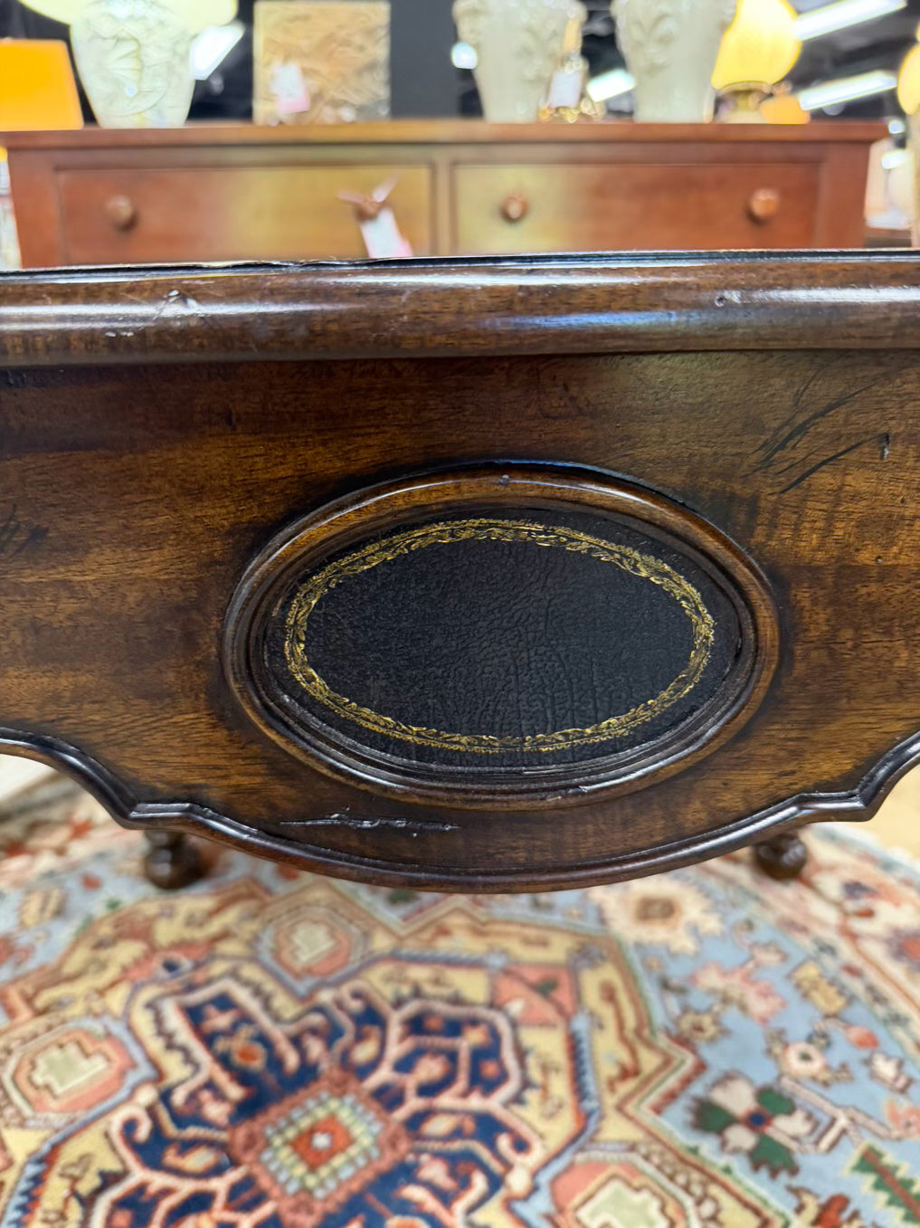 MAITLAND SMITH Wood Game Table w/ Leather Top