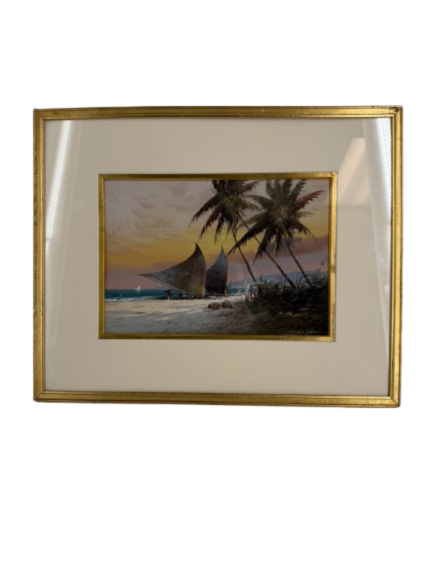 MANZKE Coastal Landscape Painting in Gold Frame