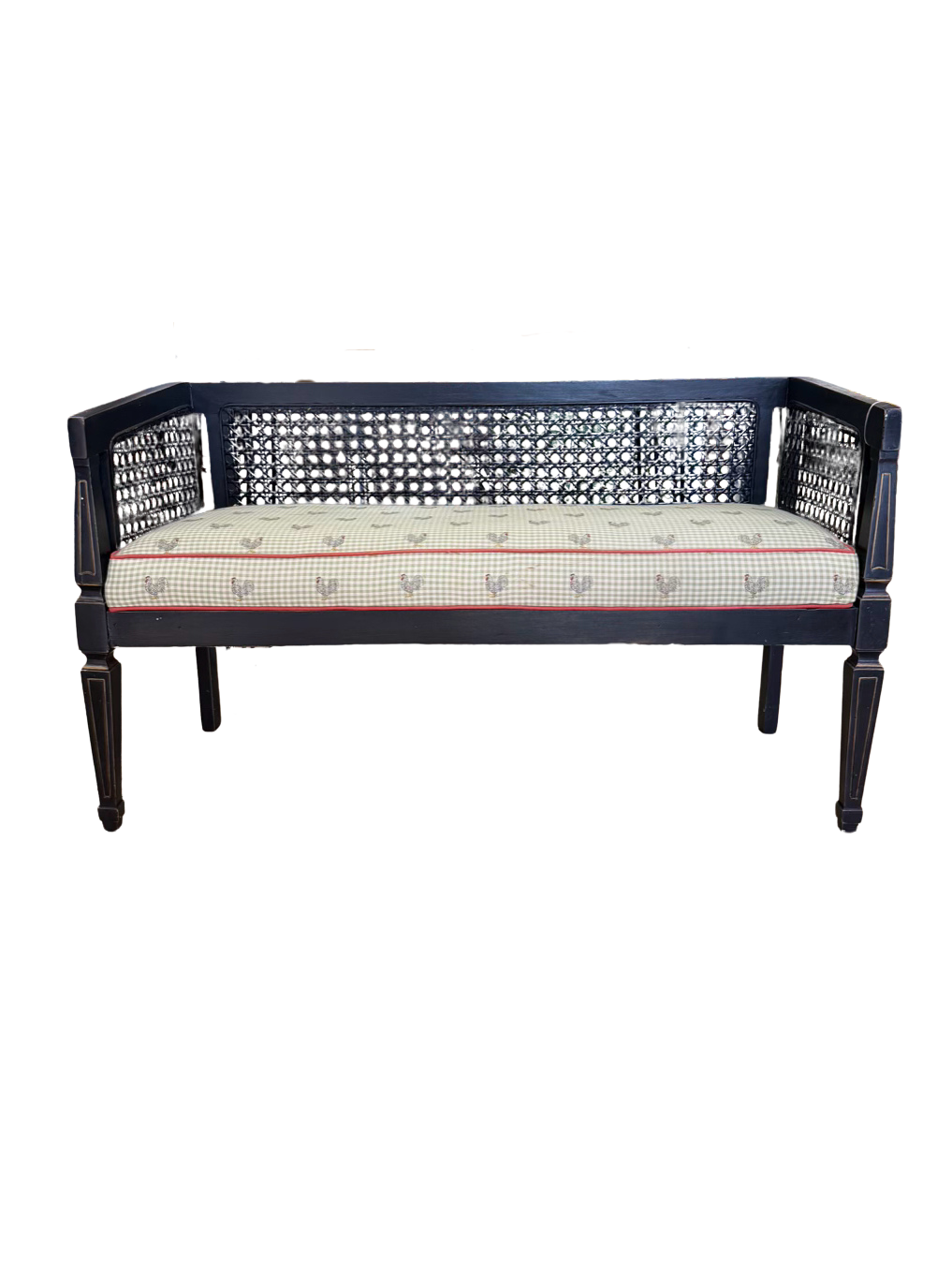 Black Wood Cane Bench