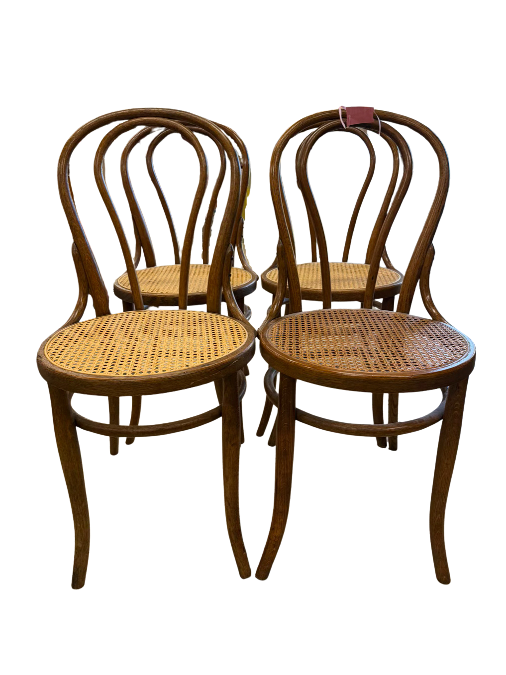 ANTIQUE Bentwood Wood Set of 4 Chairs w/ Cane Bottoms