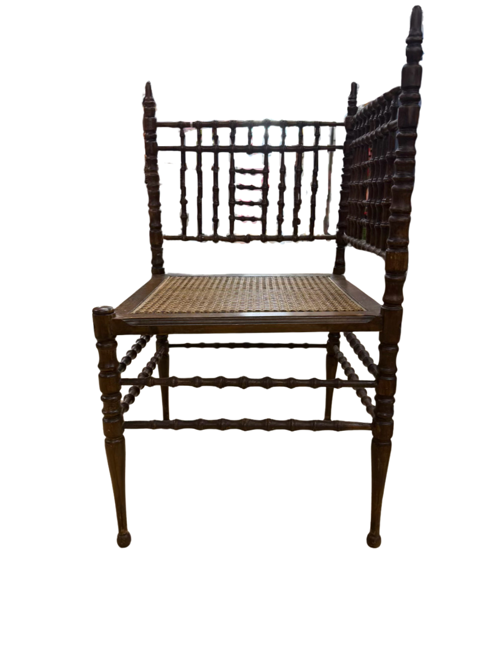 ANTIQUE  Wood Corner Spindle Chair w/ Cane Bottom