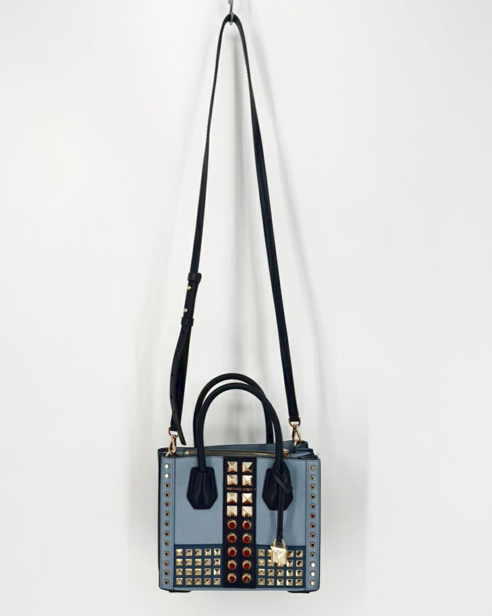 MICHAEL KORS Blue Leather Studded Purse