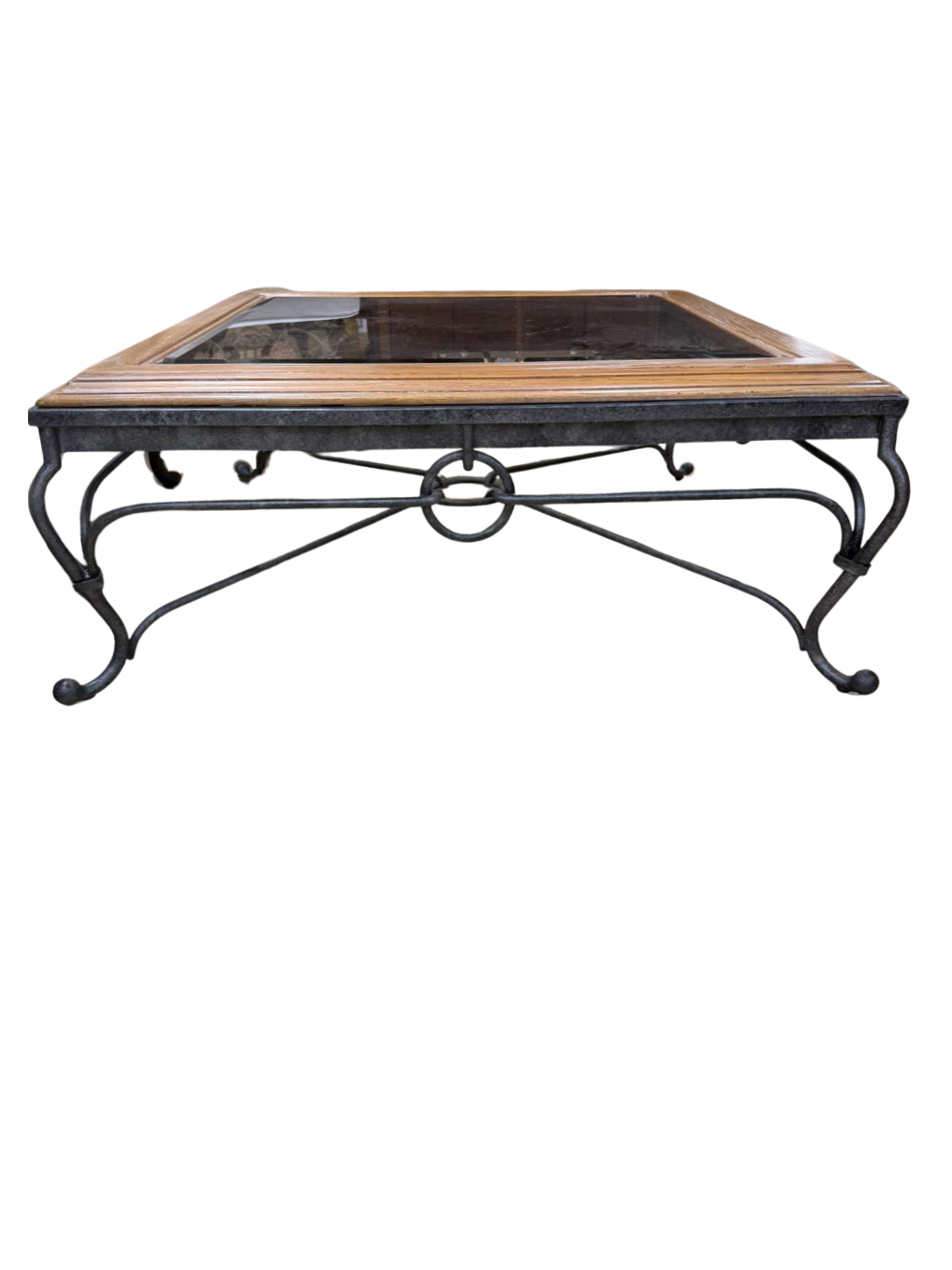 VINTAGE Metal, Glass & Wood Coffee Table