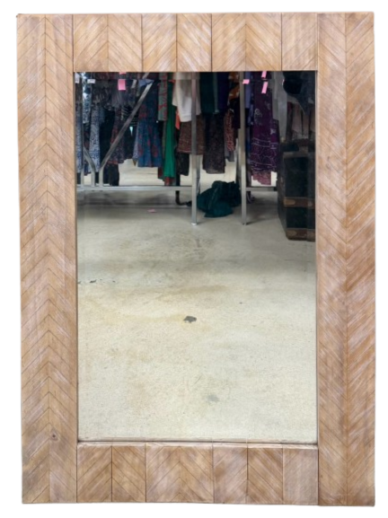 Natural Wood Beveled Mirror