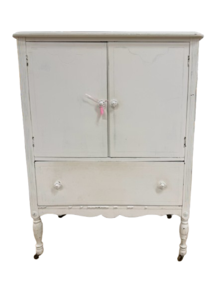 VINTAGE White Wood Shabby Chic Chest