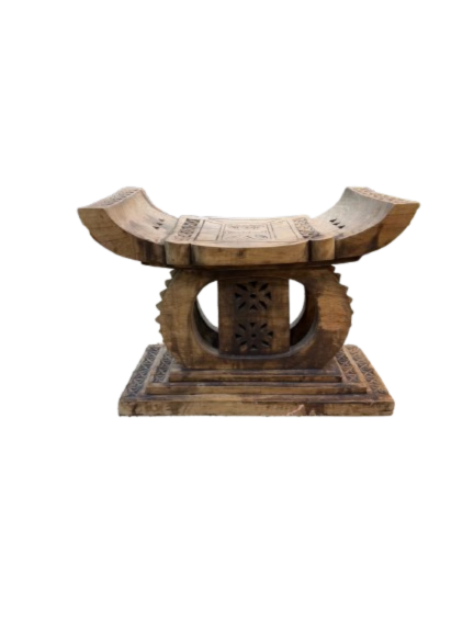 Natural Carved Wood Foot Stool