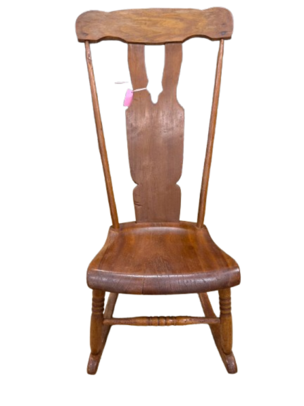 ANTIQUE Wood High Back Rocking Chair