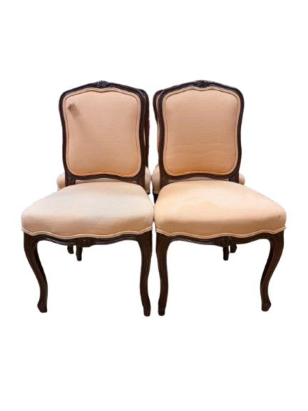 Wood Country French Set of 4 Chairs w/ Salmon Fabric