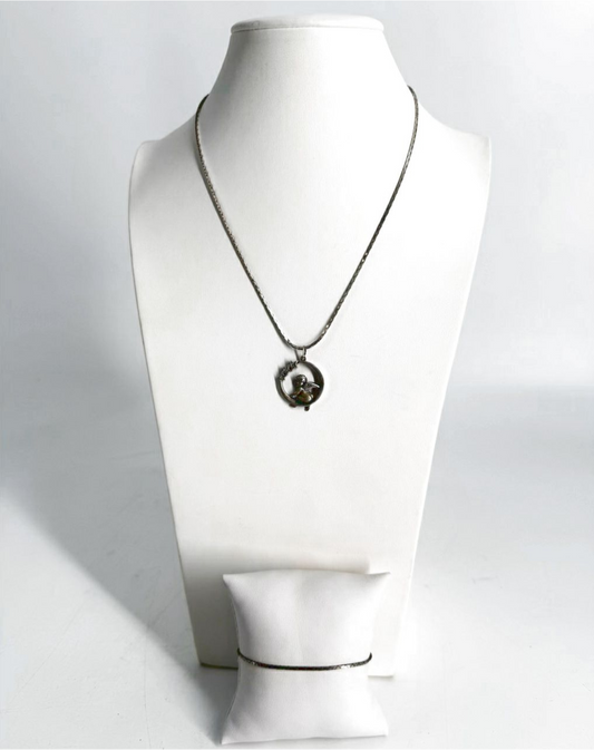 STERLING SILVER Angel Necklace & Bracelet set