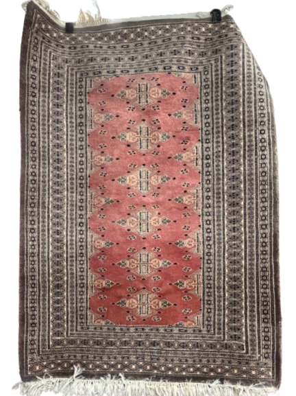 Brown, Shrimp & Cream Wool Oriental Area Rug