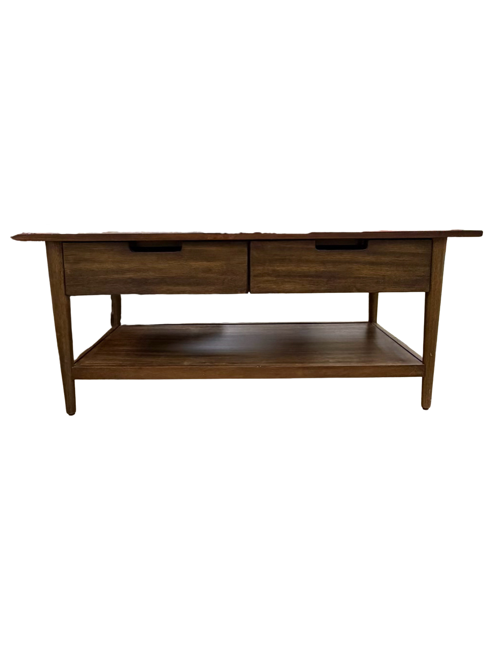 Dark Wood Mid Century Look Coffee Table w/ 2 Drawers