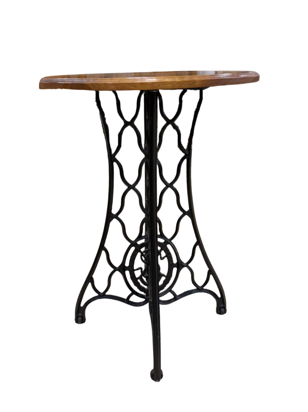Iron & Wood Round Occasional Table w/ Black Base