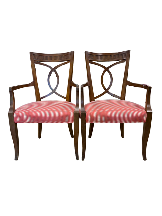 VINTAGE Wood Pair of Arm Chairs
