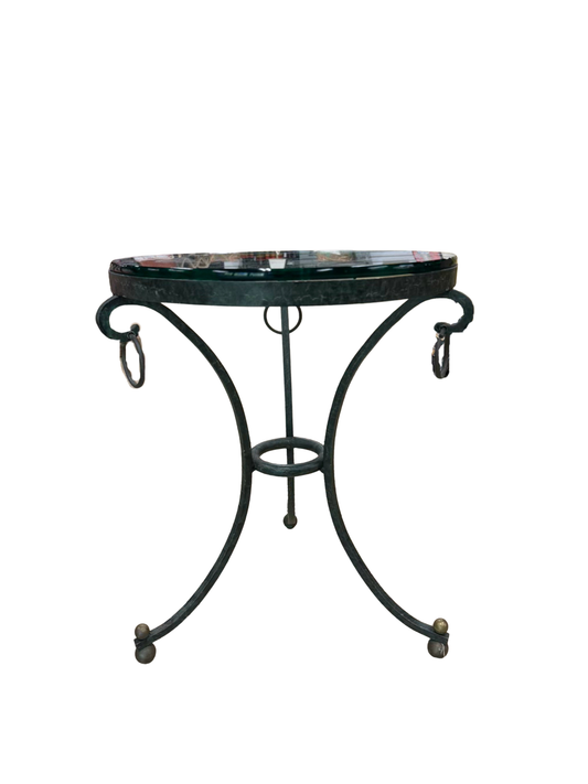 Green & Clear Iron & Glass Occasional Table