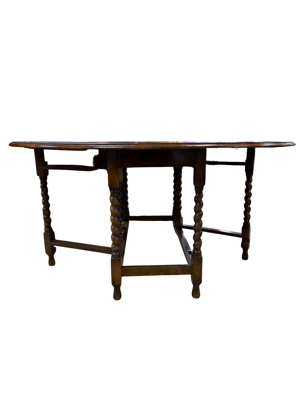 VINTAGE Medium Oak Drop Leaf Table w/ Barley Twist Detail