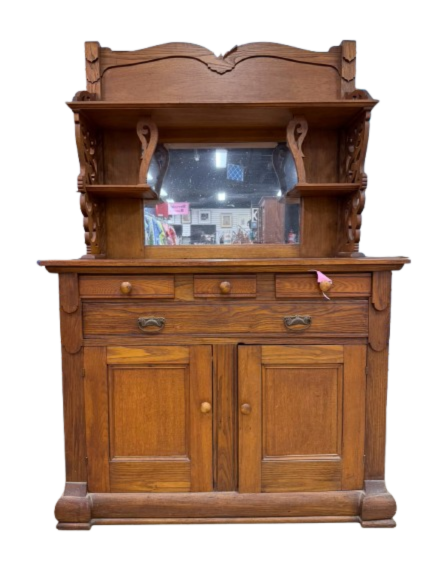 VICTORIAN Oak Side Board 2 Piece