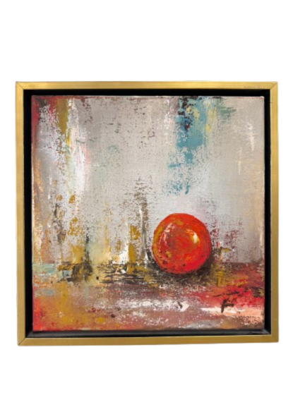 SIGNED Multi Colored Abstract Painting In Wide Gold Frame