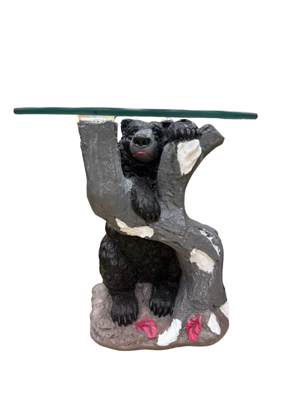 Black Resin & Glass Bear Occasional Table