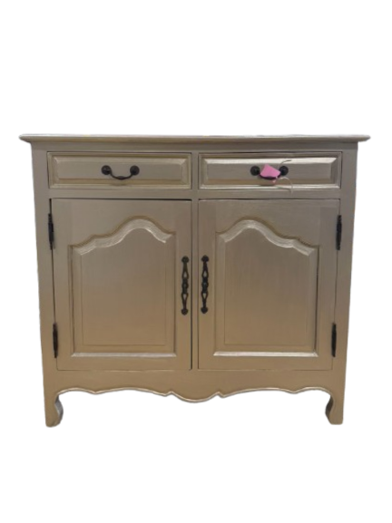 VINTAGE Gold Painted Cabinet w/ 2 Drawers