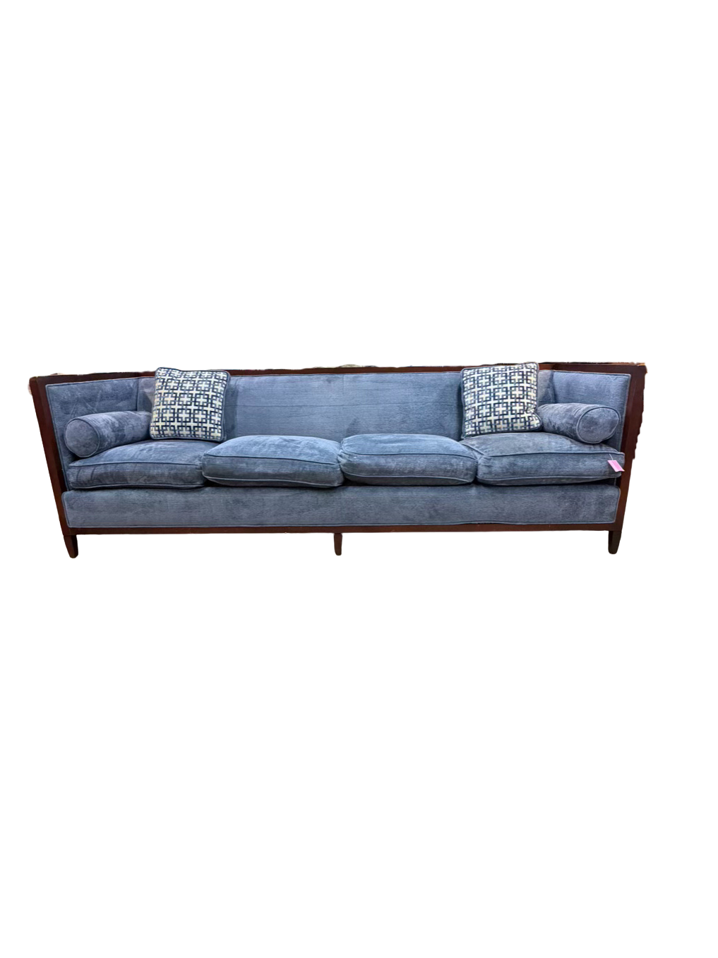 Blue Velveteen Square Sofa