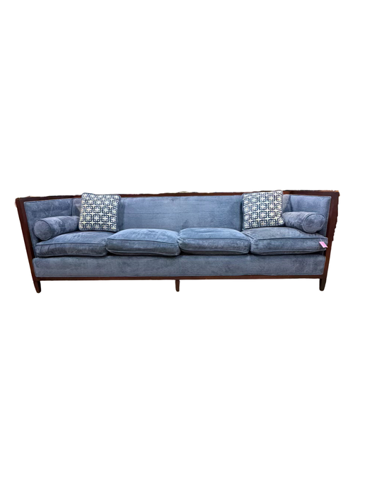 Blue Velveteen Square Sofa