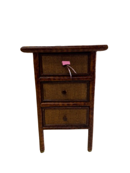 Wood & Woven Bamboo Look 3 Drawer Chest