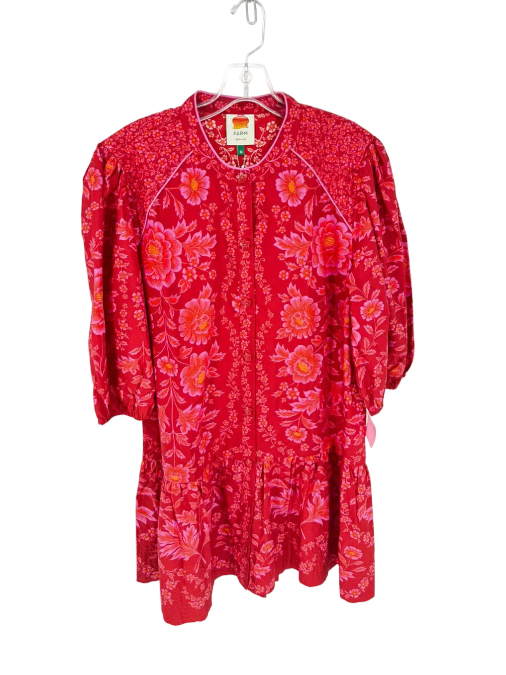 FARM RIO Size XL Red & Pink Floral Dress