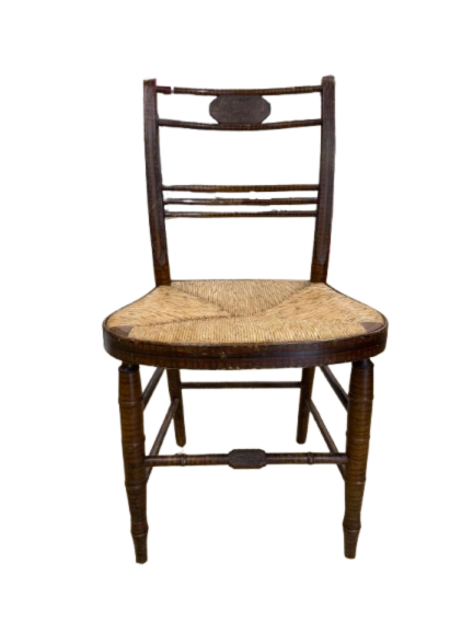ANTIQUE Wood Desk Chair w/ Rush Seat