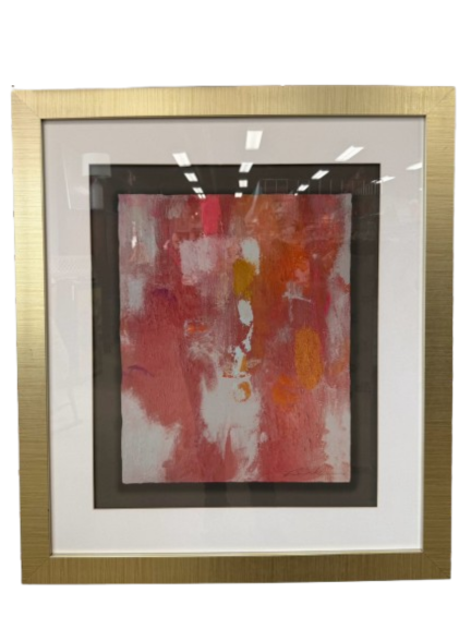 BOBBY SIKES Abstract Poppy Spring Framed Print In Gold Tone Frame