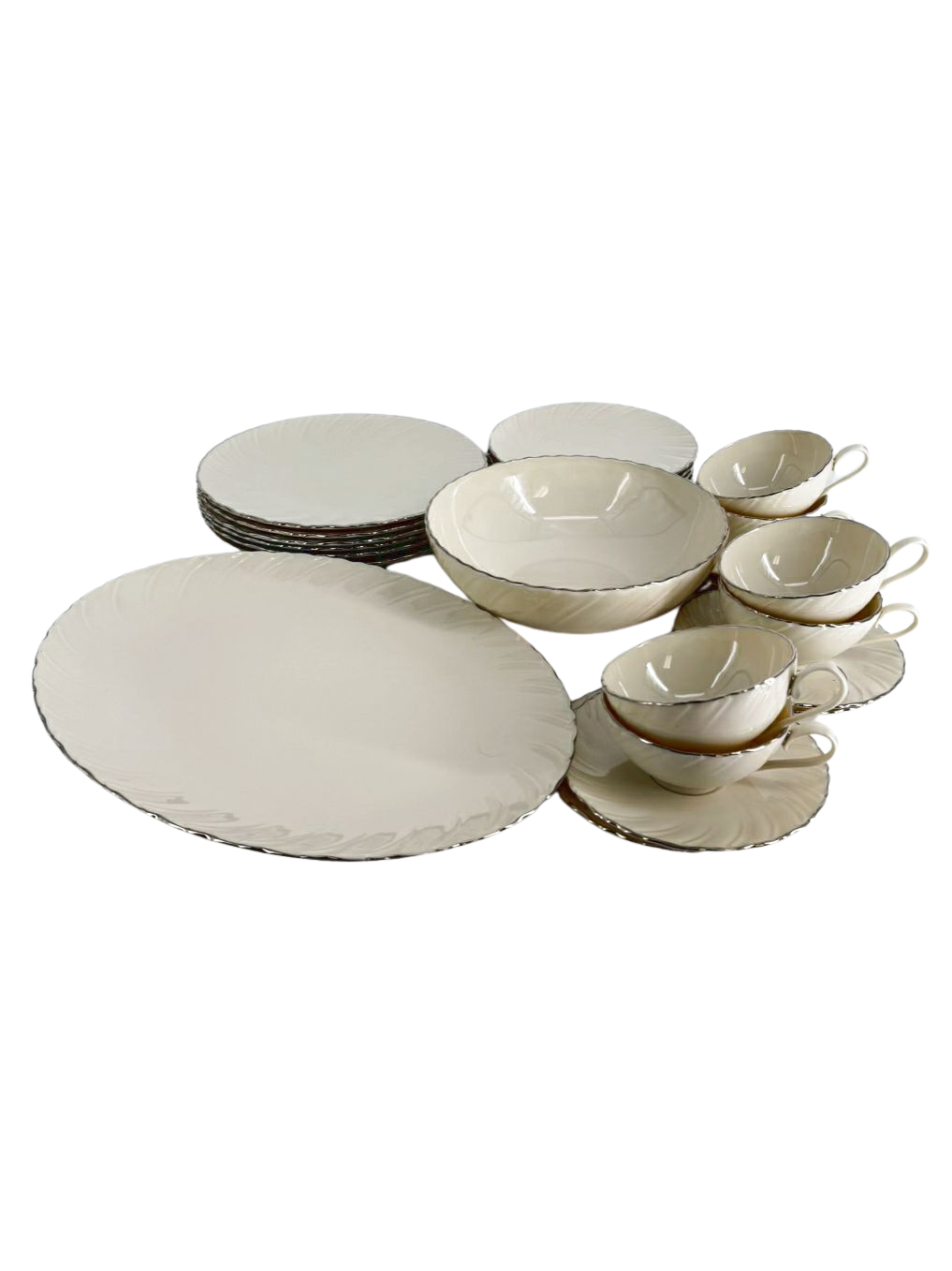 LENOX Cream China Weatherly 4 Piece Dinnerware Setting For 6 Includes Serving Dishes