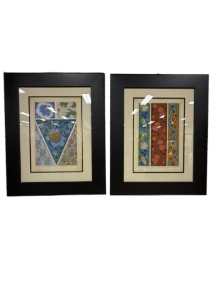 Formes Et Couleurs Pair Of Paintings In Black Frames