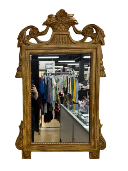 PALLADIO Gold Wood Scroll Mirror w/ Basket Design